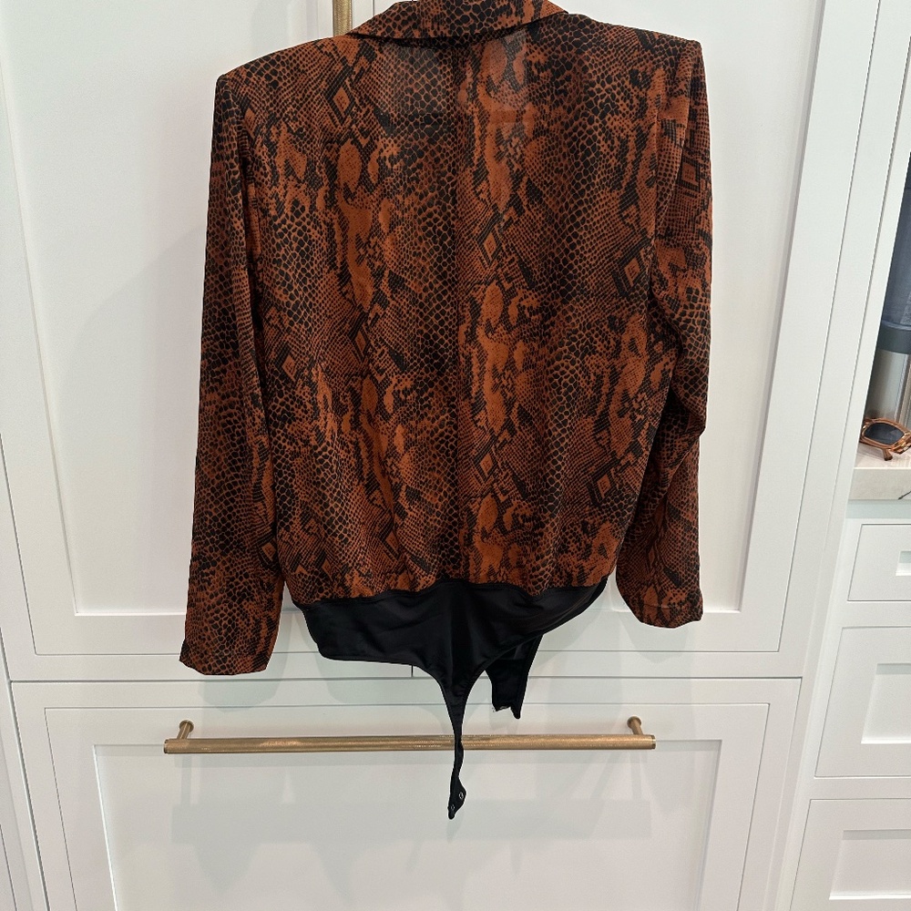 Bar Iii Python Print Surplice Bodysuit - image 2